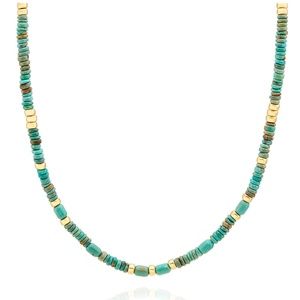 Anna Beck Turquoise Beaded Disc Necklace - Gold